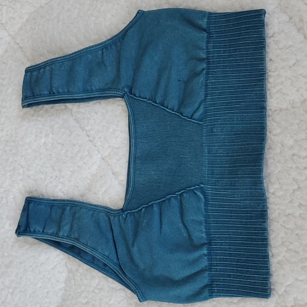Free People Good Karma Square Neck Bra Washed Bluegrass - Picture 3 of 13
